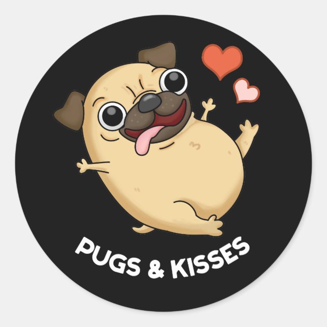 Adesivo Pugs E Beija Cachorro Engraçado Pun Dardo BG (Frente)