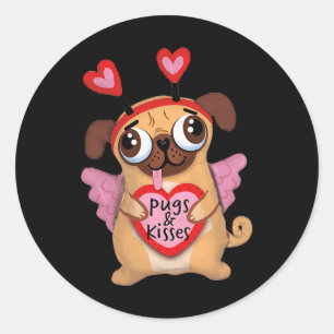 Adesivo Pugs Namorados Cupid Pug Kisses Namorados Pug Love