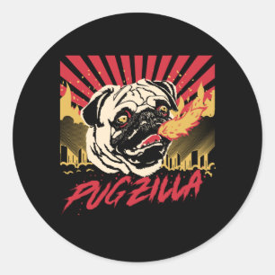 Adesivo Pugzilla Pug Dog Pug Sweet Pug Pug