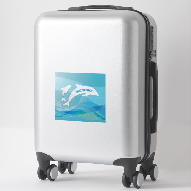 Adesivo Pulando golfinho no Oceano Personalizado (Mala)