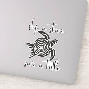 Adesivo Pule uma palha Salve uma tartaruga Mar livre de pl