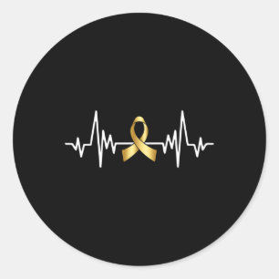 Adesivo Pulsação Com Dourada Fita Cancer De Infância Aware