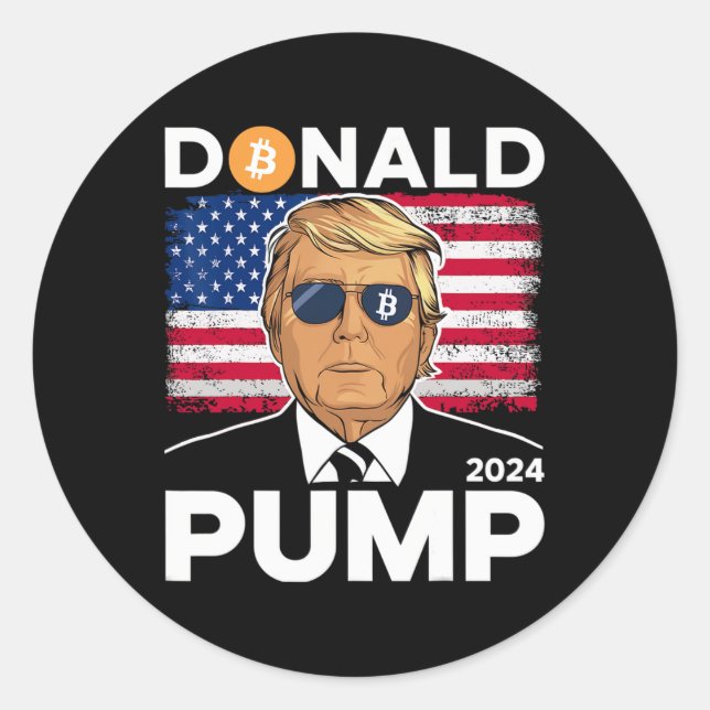 Adesivo Pump Bitmoney Funny Trump 2024 Crypto (Frente)