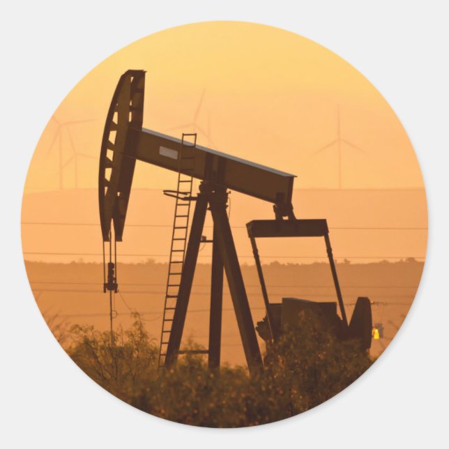 Adesivo Pump Jack Pumping Oil In West Texas, EUA (Frente)