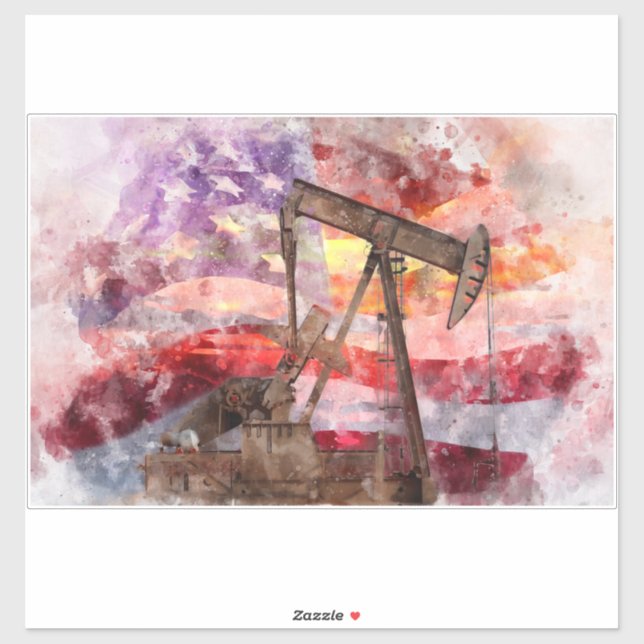 Adesivo Pumpjack silhoucolor com bandeira americana (Folha)