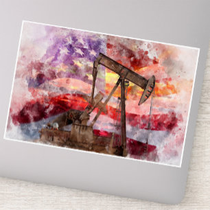Adesivo Pumpjack silhoucolor com bandeira americana