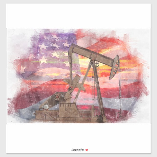 Adesivo Pumpjack silhueta pastel desenho americano Bandeir (Folha)