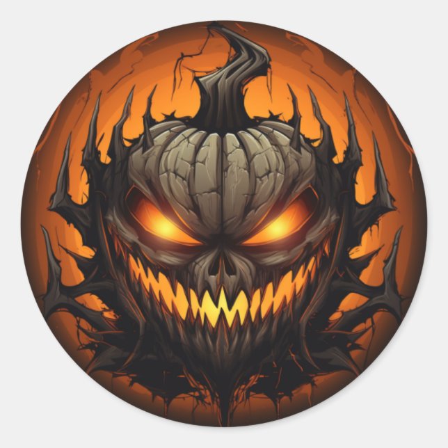 Adesivo Pumpkin assustador do Halloween (Frente)
