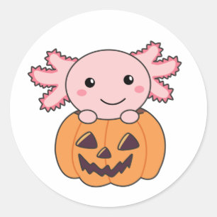 Adesivo Pumpkin Axolotl Amava Animais Doce Para O Hallowee
