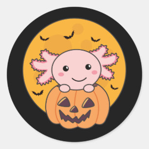 Adesivo Pumpkin Axolotl Amava Animais Doce Para O Hallowee