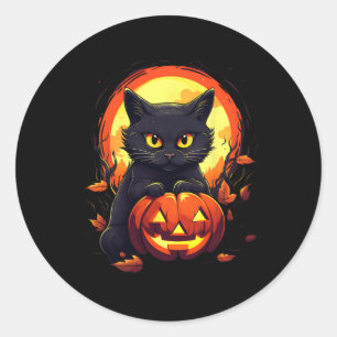 Adesivo Pumpkin Black Cat Halloween Vintage Costume para a