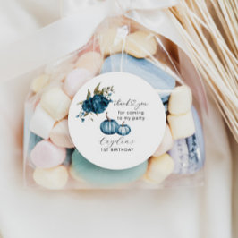 Adesivo Pumpkin Blue Floral Festa de aniversário Favor