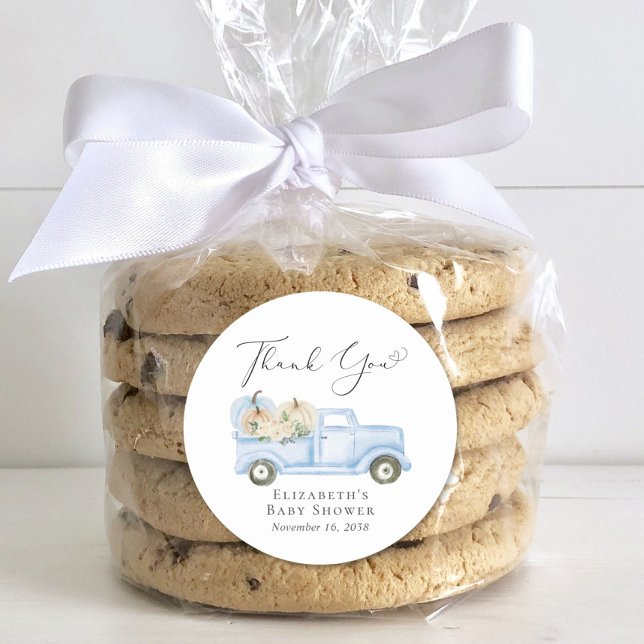 Adesivo Pumpkin Blue Truck Baby Boy Chá Obrigado (Criador carregado)