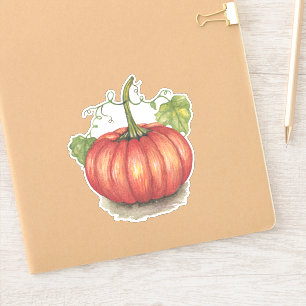 Adesivo Pumpkin Bonito Com Vinhas Em Aquarela