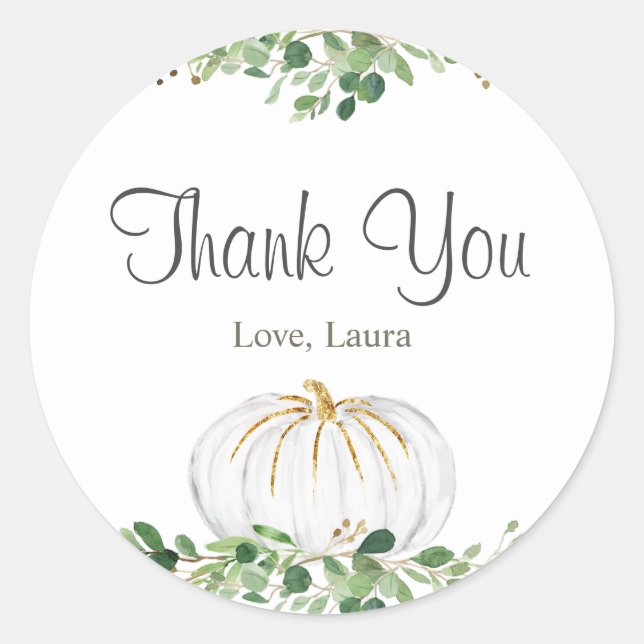 Adesivo Pumpkin branco Chá de fraldas verbal (Frente)