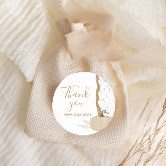 Adesivo Pumpkin branco do Chá de fraldas de outono (Criador carregado)