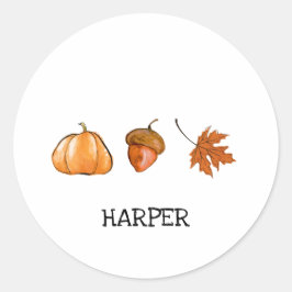 Adesivo Pumpkin de Aquarelas, Folhas de Folhas e Bolotas