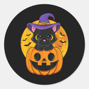 Adesivo Pumpkin de Chapéu de Bruxa Negra do Halloween