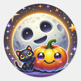 Adesivo Pumpkin de Gato do Halloween - Decor de presente b