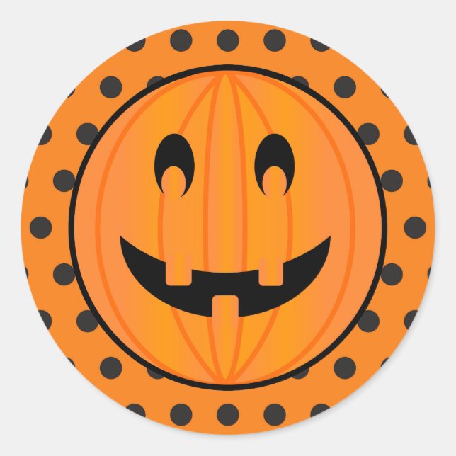 Adesivo Pumpkin de Halloween e pontos de Polka (Frente)
