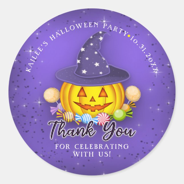Adesivo Pumpkin de Halloween Puro e Esparso Obrigado (Frente)