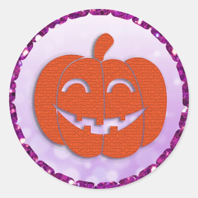 Adesivo Pumpkin de Halloween Roxo e Laranja (Frente)