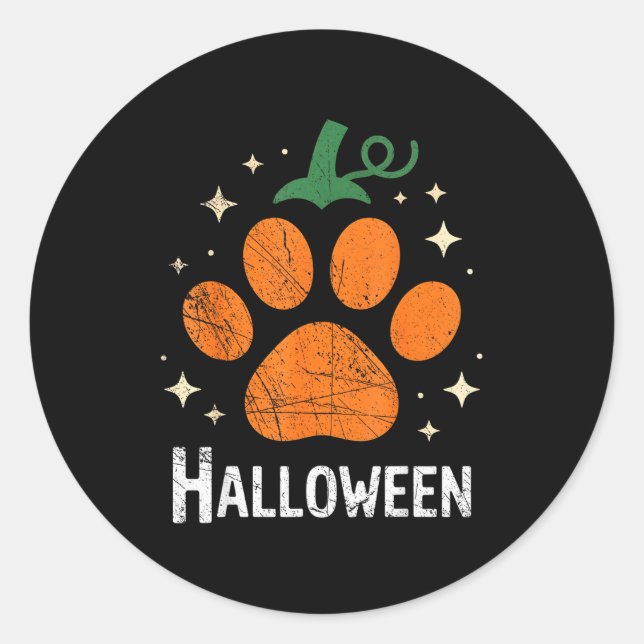 Adesivo Pumpkin Dog Cat Paw Print Halloween Pet Lover  (Frente)