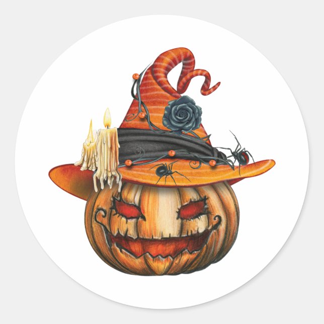Adesivo Pumpkin e aranhas do Halloween muito assustados (Frente)