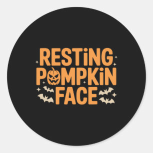 Adesivo Pumpkin Face Negrito T Halloween Tee