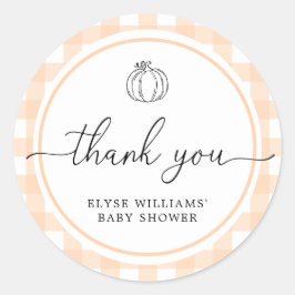 Adesivo Pumpkin Fall Peach Gingham Chá Favor Sticker