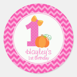 Adesivo Pumpkin Fall Pumpkin Birthday Sticker, Rapariga Pu