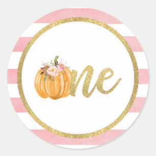 Adesivo Pumpkin First Birthday Sticker - Fitas Rosa