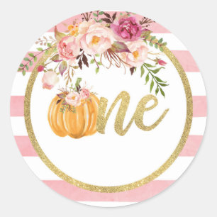 Adesivo Pumpkin First Birthday Sticker - Floral Stripe