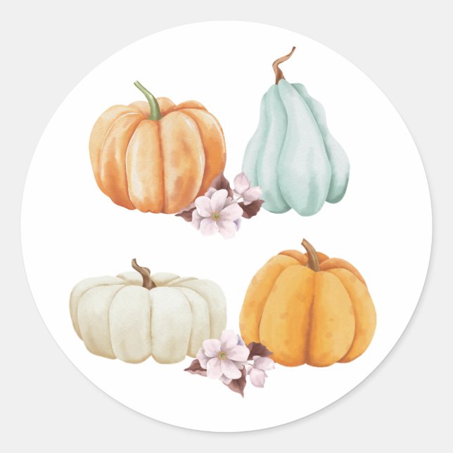 Adesivo Pumpkin Floral - Vinheta de Ação de Graças (Frente)