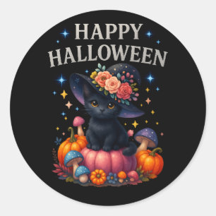 Adesivo Pumpkin Gato-Redondos Feliz de Halloween