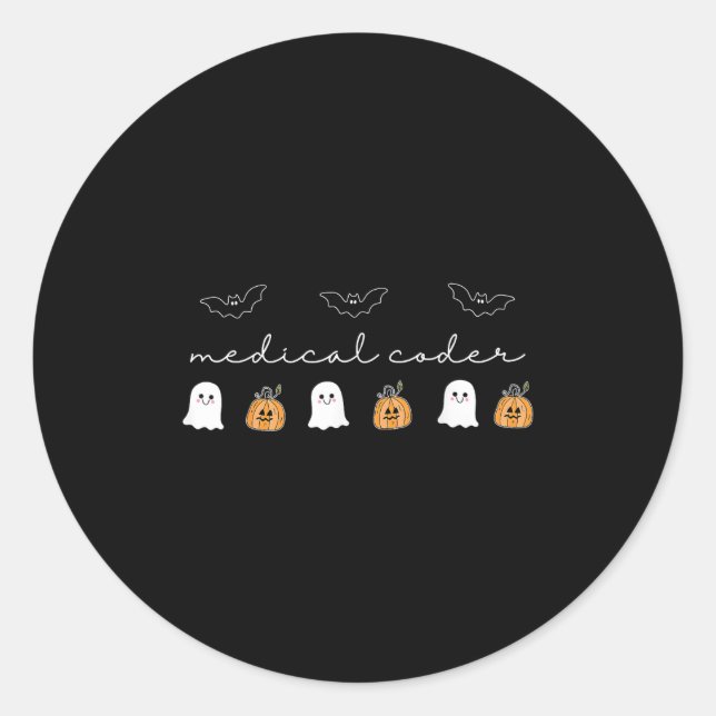 Adesivo Pumpkin Ghost Worker Halloween do Coder Médico Ret (Frente)