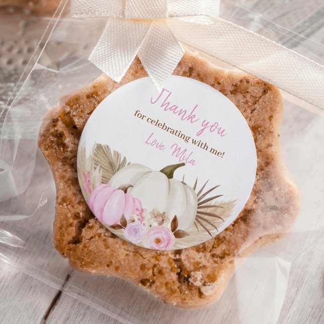 Adesivo Pumpkin Girl Birthday Classker Round Sticker (Criador carregado)