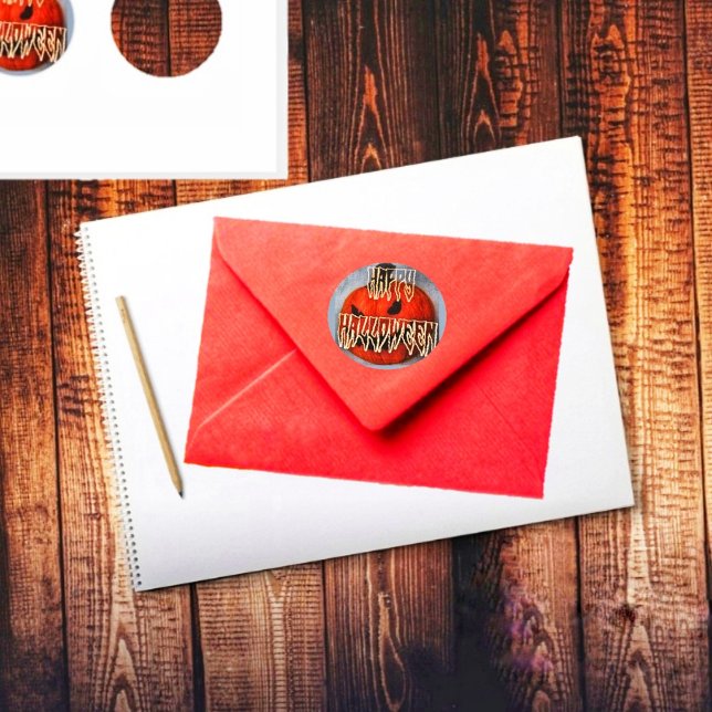 Adesivo Pumpkin Grin (Get out your party invitations, and events, to mail out with these Pumpkin Grin Round Stickers!)