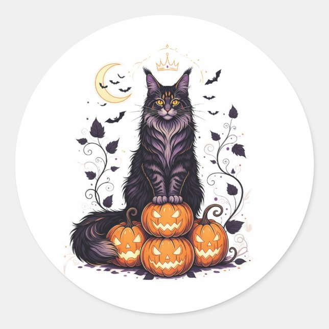 Adesivo Pumpkin King Coon - Maine Coon Halloween (Frente)