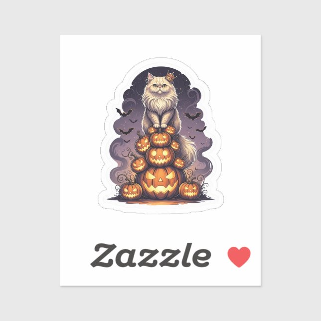 Adesivo Pumpkin King Persa - Halloween de Gato Persa (Folha)