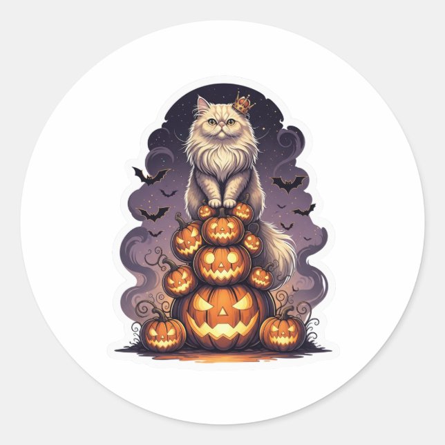 Adesivo Pumpkin King Persa - Halloween de Gato Persa (Frente)