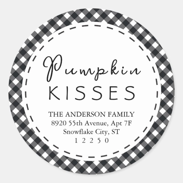 Adesivo Pumpkin Kisses |Ação de Graças de Buffalo Preto e  (Frente)