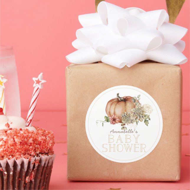 Adesivo Pumpkin Laranja e Chá de fraldas Dahlia Branca (Festa)