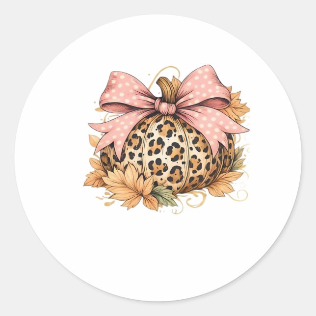 Adesivo Pumpkin Leopardo Coquette com Arco Rosa - Queda do (Frente)
