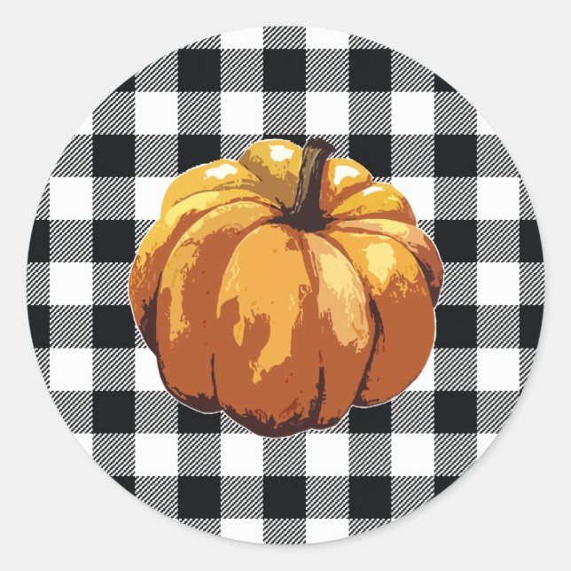 Adesivo Pumpkin Painting Art Black Check Patterno (Frente)