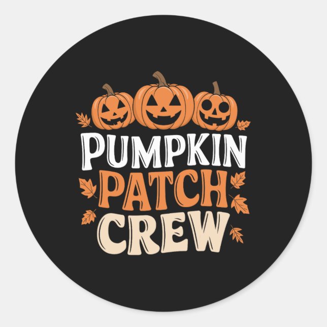 Adesivo Pumpkin Patch Crew Engraçado Pumpkin Patch Obrigad (Frente)