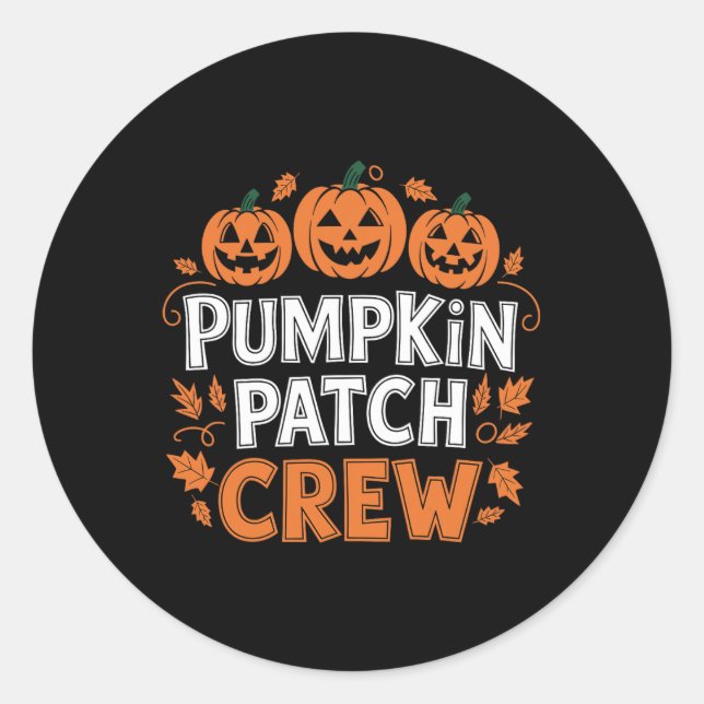 Adesivo Pumpkin Patch Crew Engraçado Pumpkin Patch Obrigad (Frente)
