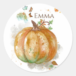 Adesivo Pumpkin pintado à mão com aquarelas personalizadas