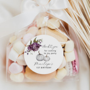 Adesivo Pumpkin Purple Floral Festa de aniversário Favor