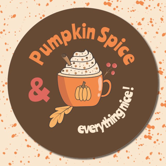 Adesivo Pumpkin Spice Doodle Orange Mug Brown Stickers (Pumpkin spice & everything nice cute brown doodle stickers .)